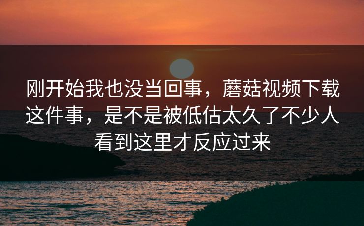 刚开始我也没当回事，蘑菇视频下载这件事，是不是被低估太久了不少人看到这里才反应过来