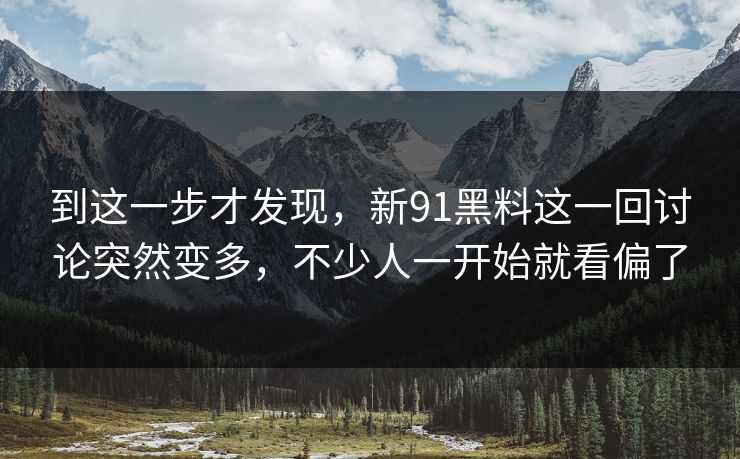 到这一步才发现，新91黑料这一回讨论突然变多，不少人一开始就看偏了