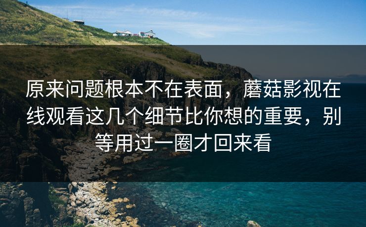 原来问题根本不在表面，蘑菇影视在线观看这几个细节比你想的重要，别等用过一圈才回来看
