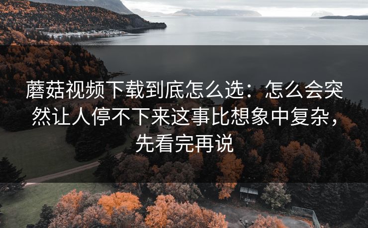 蘑菇视频下载到底怎么选：怎么会突然让人停不下来这事比想象中复杂，先看完再说
