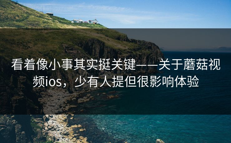 看着像小事其实挺关键——关于蘑菇视频ios，少有人提但很影响体验