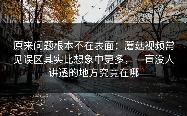 原来问题根本不在表面：蘑菇视频常见误区其实比想象中更多，一直没人讲透的地方究竟在哪