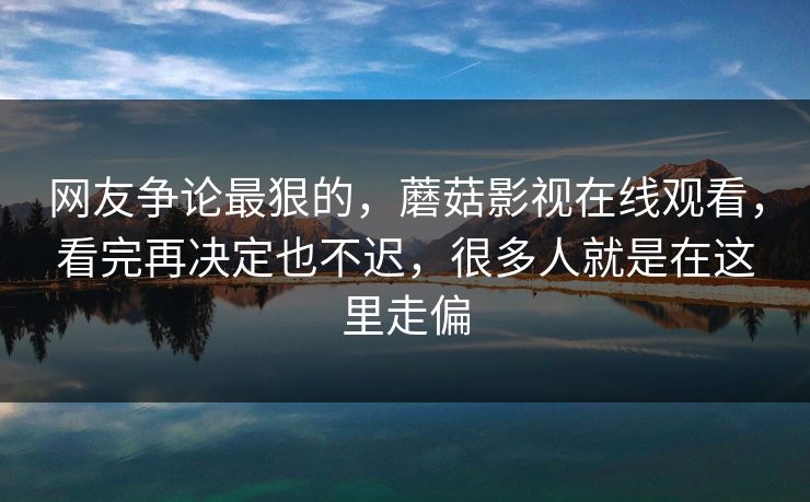 网友争论最狠的，蘑菇影视在线观看，看完再决定也不迟，很多人就是在这里走偏